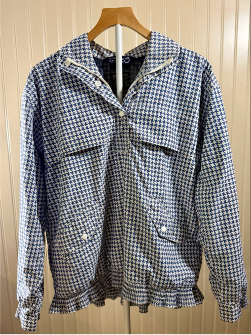 Vintage Sunderland of Scotland Rain Jacket Houndstooth Pullover Golf Anorak Medi